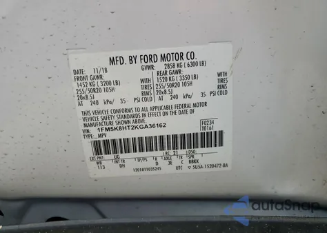 2019 Ford Explorer Platinum from USA, damaged, VIN 1FM5K8HT2KGA36162